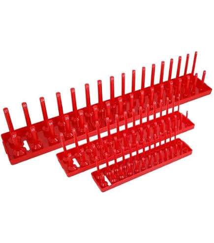 3pcs Magnetic Strip Rail Socket Holder Storage Tray 1/4 3/8 and 1/2 Sockets