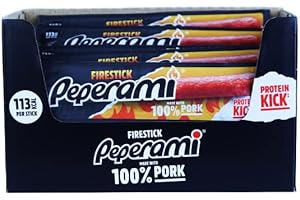 Peperami - Firesticks Flavour - Extra Hot Smoked Pork Salami Sausage - Box of 24 x 22.5 Grams