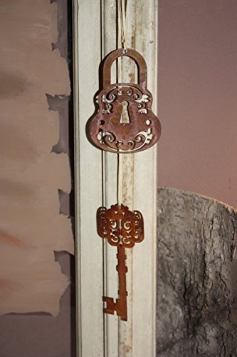 Vorhängeschloss mit Schlüssel / Nostalgische Edelrost Dekohänger im Set