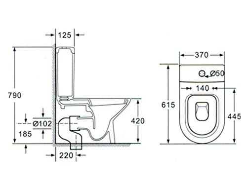 Design Stand WC Kombination inkl Spülkasten und WC Sitz mit Absenkautomatik aus Duroplast Randlos Rimfree für waagerechten und senkrechten Abgang KB1223-R - 5