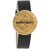 ARS Herren-Armbanduhr Quarz Analog 750 Gold Gelbgold Lederband Safirglas