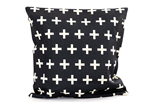 Kissenbezug Hannele 40x40cm moderne Kissenhülle weiße Kreuze Kreuz schwarz Leinen Optik Kissen Dekokissen