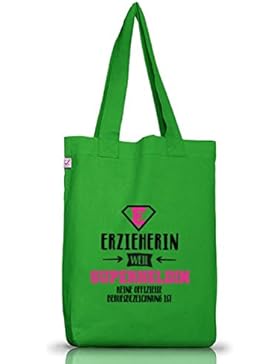 Geburtstags,-Jubiläums,-Abschiedsgeschenk Jutebeutel Earth Positive Erzieherin - Superheldin