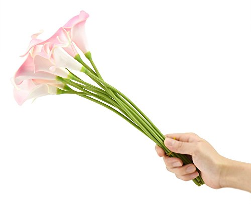 FiveSeasonStuff 10 Stück Qualität Gefühlsecht (Real Touch) Calla-Lilien-künstliche Blumen-Bouquet Dekoration, ideal für die Hochzeit, Braut, Party, Zuhause, Büro Dekor DIY (Rosa) - 6