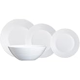 Luminarc Harena Opal Dinnerware Set 19 Pieces-6 People White | White, round, glossy finish, made in France, microwave and ref