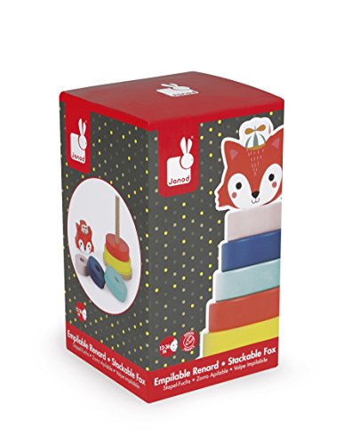 41w2meMnvsL Janod - Empilable Renard, Baby Forest - Jeu Empilable en Bois - Jouet d'Éveil - Développement de la Motricité Fine - Premier Âge - Multi Couleurs - Dès 1 An, J08014