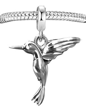 Eurojewellery A6b Kolibri Charm-Anhänger, ideal für europäische Armbänder oder Halsketten, 925erSterling-Silber