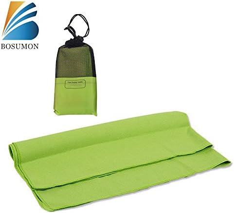 Fast Dry Towl, Bosumon Microfiber Travel Sports Towel, Compact and Lightweight for Camping, Yoga, Beach, Spa, Bath and Hiking - Purple - Green