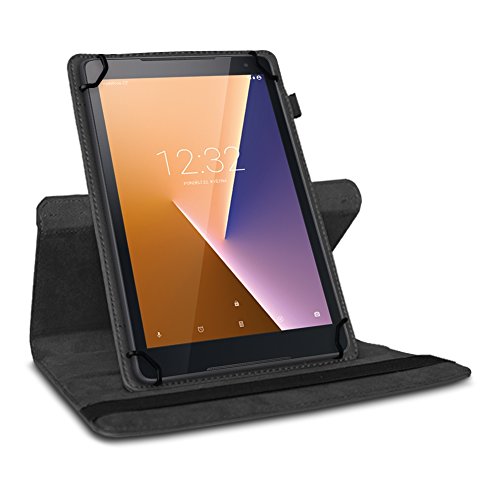 Vodafone Tab Prime 6 / 7 robuste Tablet-Schutz-Hülle aus hochwertigem Kunstleder Tasche mit Standfunktion 360° drehbar Universal-Cover-Case kombiniert Schutz und Design von UC-Express®, Farben:Schwarz - 3