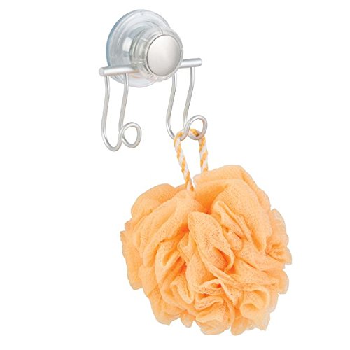 mDesign Ganchos con Ventosa para Ducha y baño - Práctico Organizador de Ducha para Cuchillas, esponjas, etc. - Ganchos de Pared Dobles para Accesorios de baño - Color: Plateado