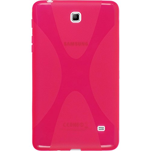 PhoneNatic Case für Samsung Galaxy Tab 4 7.0 Hülle Silikon pink X-Style Cover Galaxy Tab 4 7.0 Tasche + 2 Schutzfolien - 3