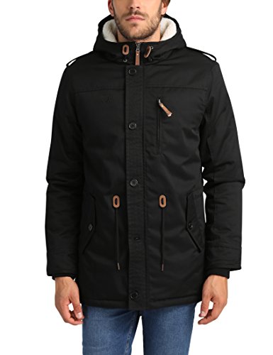 James Tyler Herren Parka mit geftterter Kapuze, Schwarz, L