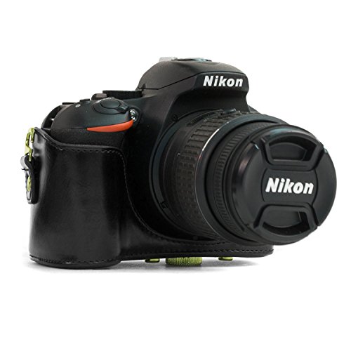 MegaGear Ever Ready    tui de Protection en Cuir Noir Pour Appareil Photo  sac pour Nikon D5300 Cameras with 18-55mm 18-135mm 18-200mm Lentille