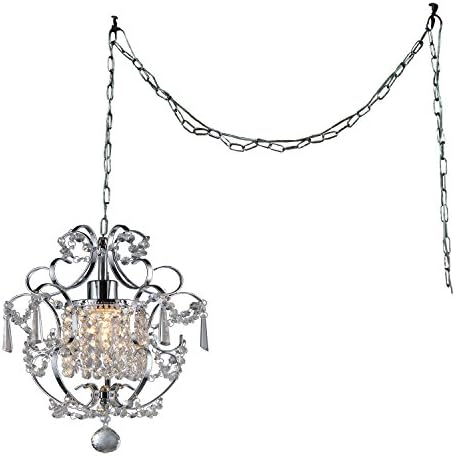 Whse of Tiffany Rl4025 Swag Cynthia 1-Light Crystal 11" Chrome Swag Lamp