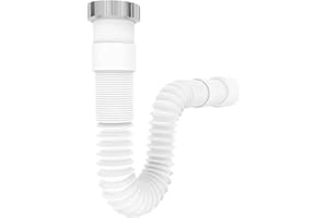 CG94 - Siphon Extensible pour Évier 1"1/2 | Installation Facile Sans Outils | Tuyau Flexible et Ajustable Jusqu'à 86 cm | Écrou Pivotant en Zamak, Zinc