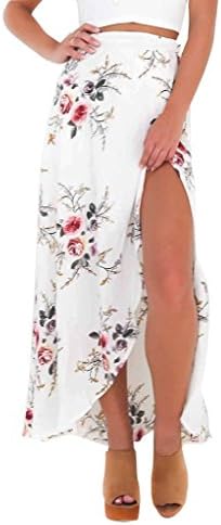 Thriving Prosperous Boho Floral Printed High-waisted Chiffon Maxi Skirt for Ladies