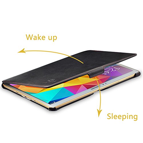 MANNA UltraSlim Samsung Galaxy Tab S 10.5 Hülle | Case aus Kunstleder, schwarz mit farblich abgesetzter Naht | aufstellbare Tasche mit EasyStand | Autosleep-Funktion | Schutzhülle für Samsung Tab S 10.5 SM-T805 - 8