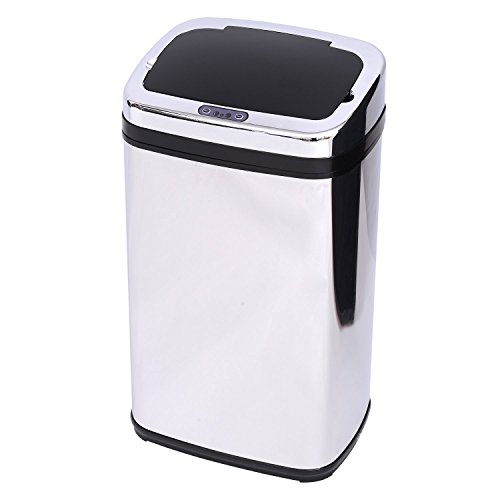 homcom 03-0024 Abfalleimer, Edelstahl, silber, 33 x 25 x 58 cm