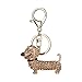 Price comparison product image Stock Show 1Pc Lovely Dachshund Dog Diamond Bowknot Engraved Collar Charm Id Tags Crystal Keychains Keyrings for Pet Collar Accessory Car Women Alloy Purse Bag Key Chain Ring Holder
