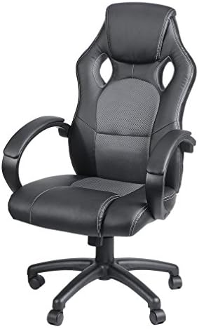 LUCKYKS Office Chair Sport Swivel Computer Desk Chair Adjustable Height Gaming Chair (Black & Grey)