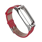 CICIYONER Armband für Xiaomi Mi Band 2, Mode Einfache Elegante gemütliche PU-Leder Smart Armbanduhr Armband (Rot 2, Xiaomi Miband 2)