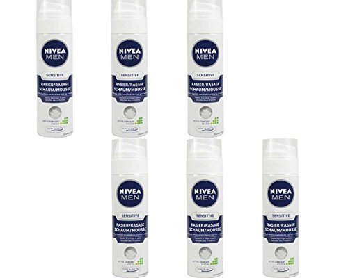NIVEA Men, 6er Pack Rasierschaum für Männer, 6 x 200 ml Spender, Sensitive, 0% Alkohol - 2