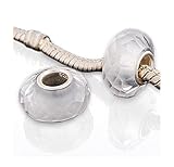 Andante-Stones 925 Sterling Silber Zirkonia Bead Facettiert 'Arctic Breath' Eiskönigin - Element Kugel für European Beads + Organzasäckchen