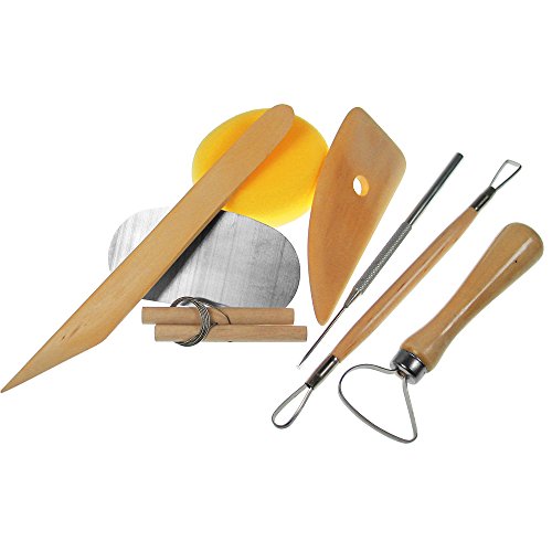 Töpferscheibe, ø 20 cm, H: 4,8cm, inkl. Modellier+Töpfer-Werkzeugset, 8-teilig - 3