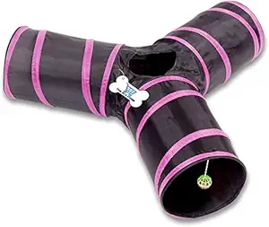 THE DDS STORE Cat Tunnel - Collapsible 3 Way Play Toy - Tube Fun for Rabbits, Kittens, and Dogs Cat Tunnel, 3-Ways Collapsible Cat Toys Rabbit Toys Puppy Kitten Rabbits Guinea Pig(Colour May Vary)