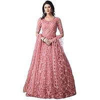 Heer lifestyle Women's Silk & Net Semi-Stitched Lehenga Choli (Pink 1)