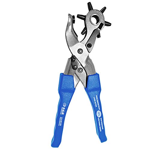 S&R Profi Revolverlochzange OVAL / MADE IN GERMANY / Lochzange Oval Pfeifenzange mit Hebel-Übersetzung und 6 auswechselbaren OVALEN Lochpfeifen: 5,7 x 3,8 mm, 4,6 x 3,0 mm, 6,3 x 3,5 mm, 7,3 x 4,3 mm, 7,8 x 3,0 mm (Langloch), 6,0 x 3,0 mm (Rechteckig) - 7