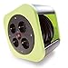 Produktbild Mini Kabeltrommel 10m Indoor 4fach - Design Kabelrolle Kunststoff in Grün mit Thermoschalter als Überhitzungsschutz, stapelbar - originelle und flexible Stromversorgung für Haus, Wohnung, Büro