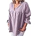 Produktbild Plus Size Damen Fashion Solid Lässige Leinen V Ausschnitt Knopf Bluse T Shirt Langärmliges Pullover Oberteil Aus Einfarbiger Baumwolle Und Leinen Mit V Ausschnitt