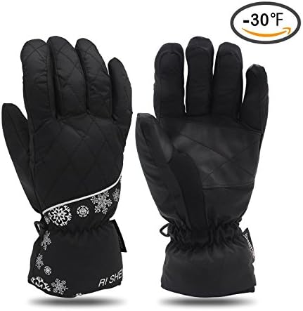 Mens Ski Gloves - YOPINDU Warm Winter Ski Gloves Waterproof Cold Weather Womens Boys Outdoor Sports Hiking Motorbicycle Snowboard Cycle Skiing Gloves (Black 3, L)