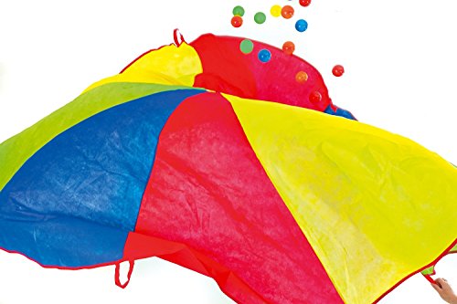 Large 2.5m Rainbow Play Parachute Childrens Party Game with Handles Indoor & Outdoor - Includes 20 Balls