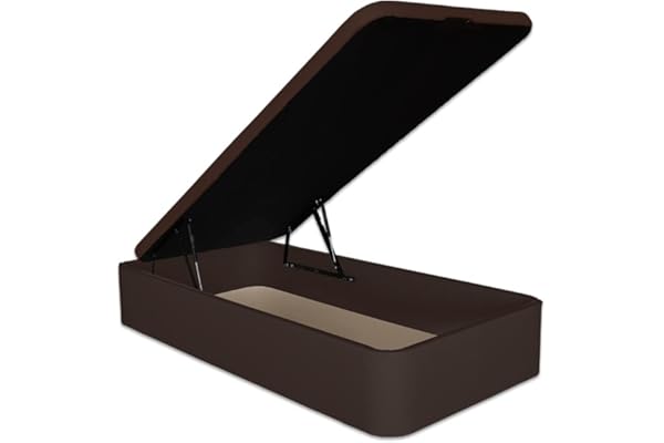 Ventadecolchones - Canapé Abatible Serena Gran Capacidad, Tapizado en Polipiel Wengué con Tapa en Tejido 3D Transpirable, 80 x 180 cm