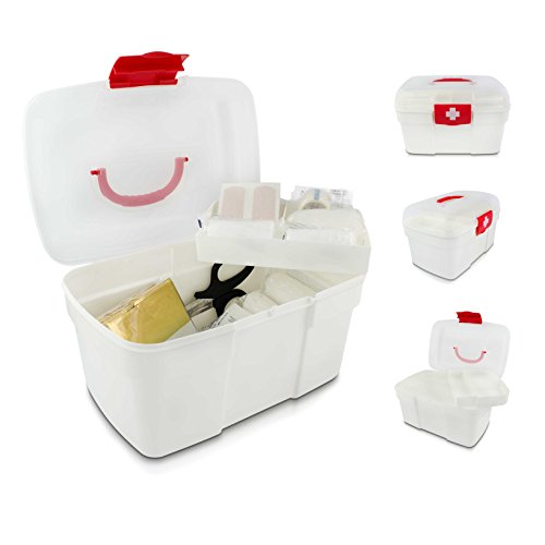 VENKON – Medizinbox Sortierkasten für Medikamente Organizer Erste Hilfe Box Hausapotheke – weiß - 2