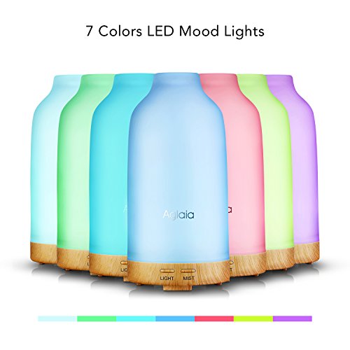 Aroma Diffuser Glas, Aiho Aglaia Aroma Diffusor Aromatherapie 100ml leise 35dB Ätherische Öl Ultraschall Luftbefeuchter Humidifier Duftzerstäuber, 7 LED Farbwechsel Licht, 2 Nebel Modus Verstellung, Wasserlos Auto off, für Spa Yoga Büro Schlafzimmer Konferenzraum (AD-G1) - 2