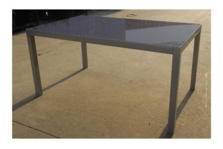 Quality Ferreteria Plus M291857 - Mesa Aluminio Rectangular Silver sobre Cristal Gris 150 x 90 cm