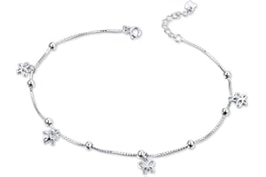 FGT Sterling Silver Adjustable Anklet for Women Girls Jewellery Box Chain Charm Anklets Bracelets Gift for Mum Daughter Girlfriend Sisters Family Mothers Day Wife Valentine Birthday