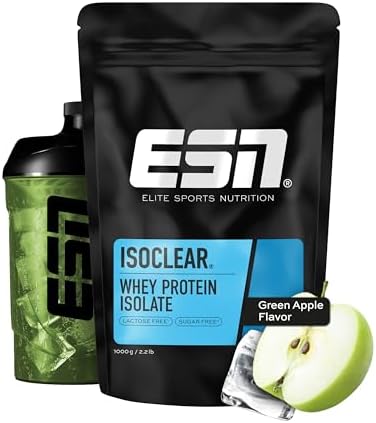 ESN Isoclear Proteine Isolate del Siero di Latte in Polvere, Mela Verde, 1000 g, Proteinlimo con gusto delizioso alla frutta, siero di latte chiaro - made in Germany