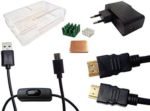 yareq Kit for Raspberry Pi – Clear Box + Heat Sinks + Charger + Micro USB Cable + HDMI Cable