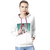 NPRADLA 2018 Sweatshirt Weihnachten Damen Langarm Beiläufige Weihnachtsmann Druck Hoodie Bluse(S/34,Weiß)