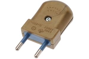 LnD - Fiche Électrique Mâle Plate - Compatible Tous Types Câbles ronds 2 x 0,75mm2 à 2 x 1mm2-10 Ampères - Or