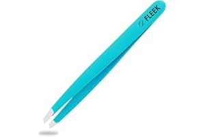 RUXBURY Fleek Eyebrow Tweezers Professional Best Stainless Steel Precision Slanted Tweezers for Facial Hair Women & Men (Greenish Blue)