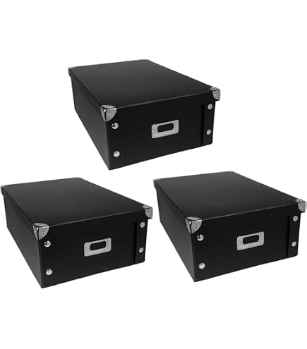 2J Orchidee 4er Pack Aufbewahrungsboxen – Aus Karton Mit Metallecken, Größen: 23x15x9 Bis 29x20x11 Cm, Stapelbar, Für Ordnung Im Haus