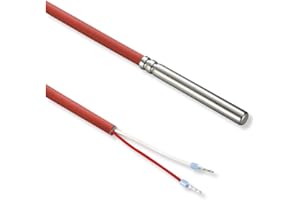 SENSORSHOP24 Kabelfühler mit Silikon Leitung Temperaturfühler mit Edelstahl Schutzhülse 6 mm x 50 mm Temperatur Sensor Fühler bis 180 Grad (PT1000 Klasse B / 2 Leiter / 5 Meter)