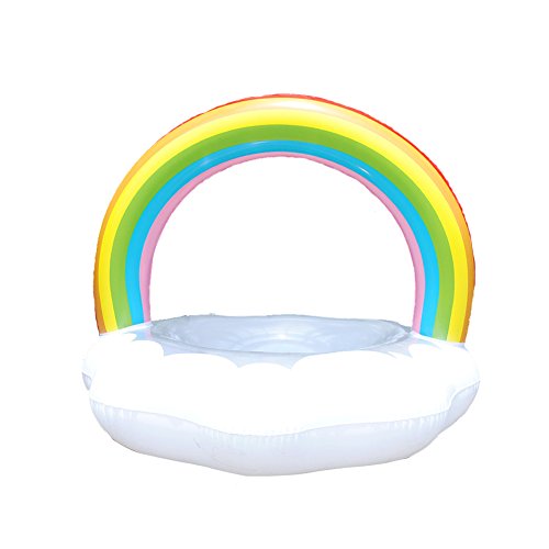 Gereton Anneau de Bain en Forme de Nuage Gonflable Arc-en-Ciel avec des Valves à Grande Vitesse Grand Salon de Radeau en Tube de Bouée