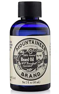 Beard Oil by Mountaineer Brand, Barefoot/UNSCENTED: Beard Conditioning Oil, 2 Ounce bottle