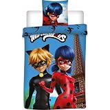  miraculous AYMAX S.P.R.L Ladybug - Funda de edredón Reversible con Funda de Almohada (Microfibra, 200 x 140 cm), Color Rojo